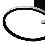 Close-up of the Congiunti LED flush ceiling light, showing an interlinked black steel ring with a white plastic diffuser edge, against a plain white background.
