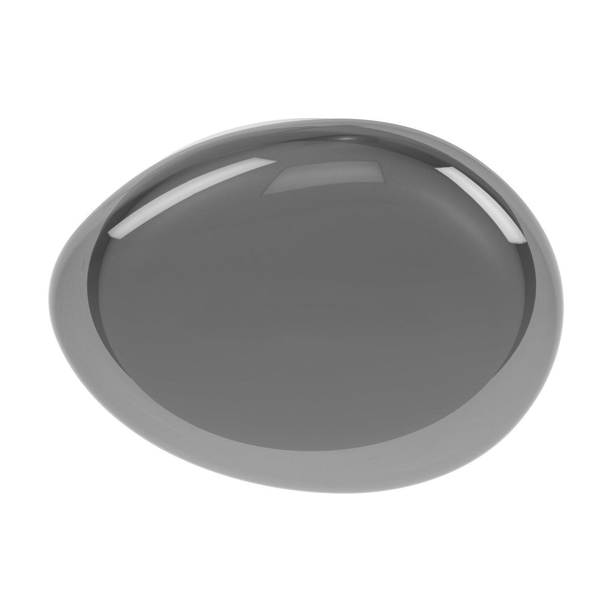 Conistarino LED Flush Ceiling Light 40cm in Grey, an organic pebble-shaped fixture with smoked grey plastic shade over a white diffuser and white steel body, shown on a plain white background.