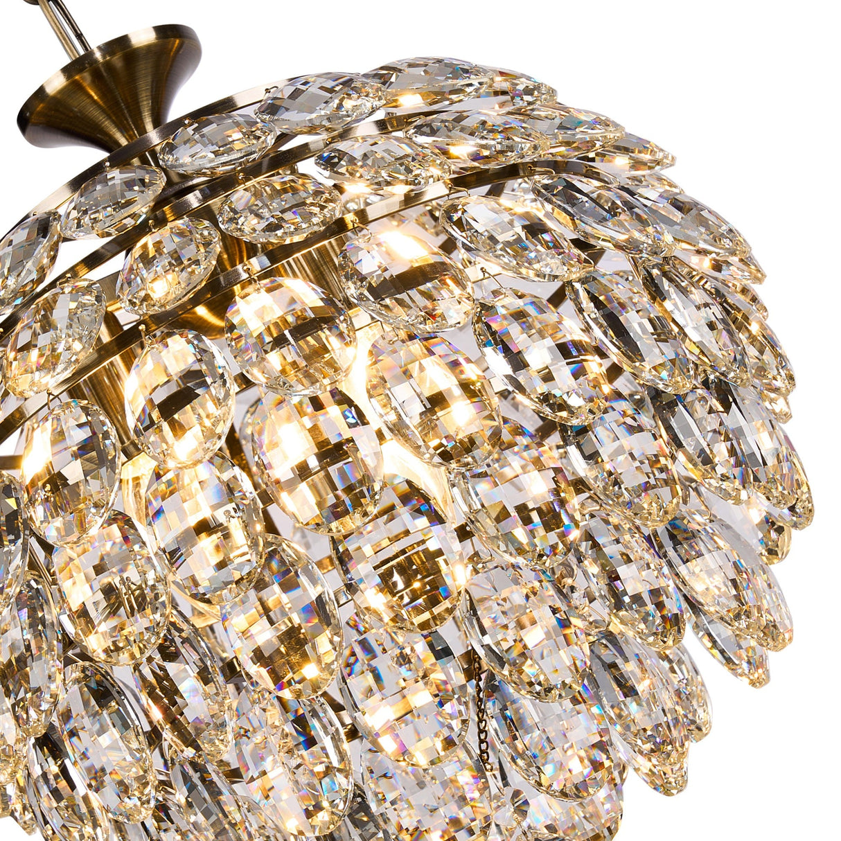 Coniston 3 Light Crystal Pendant Light – Antique Brass