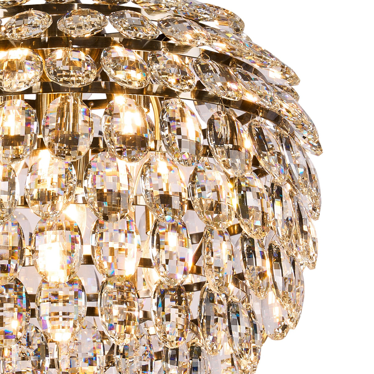 Coniston 6 Light Crystal Pendant Light – Antique Brass