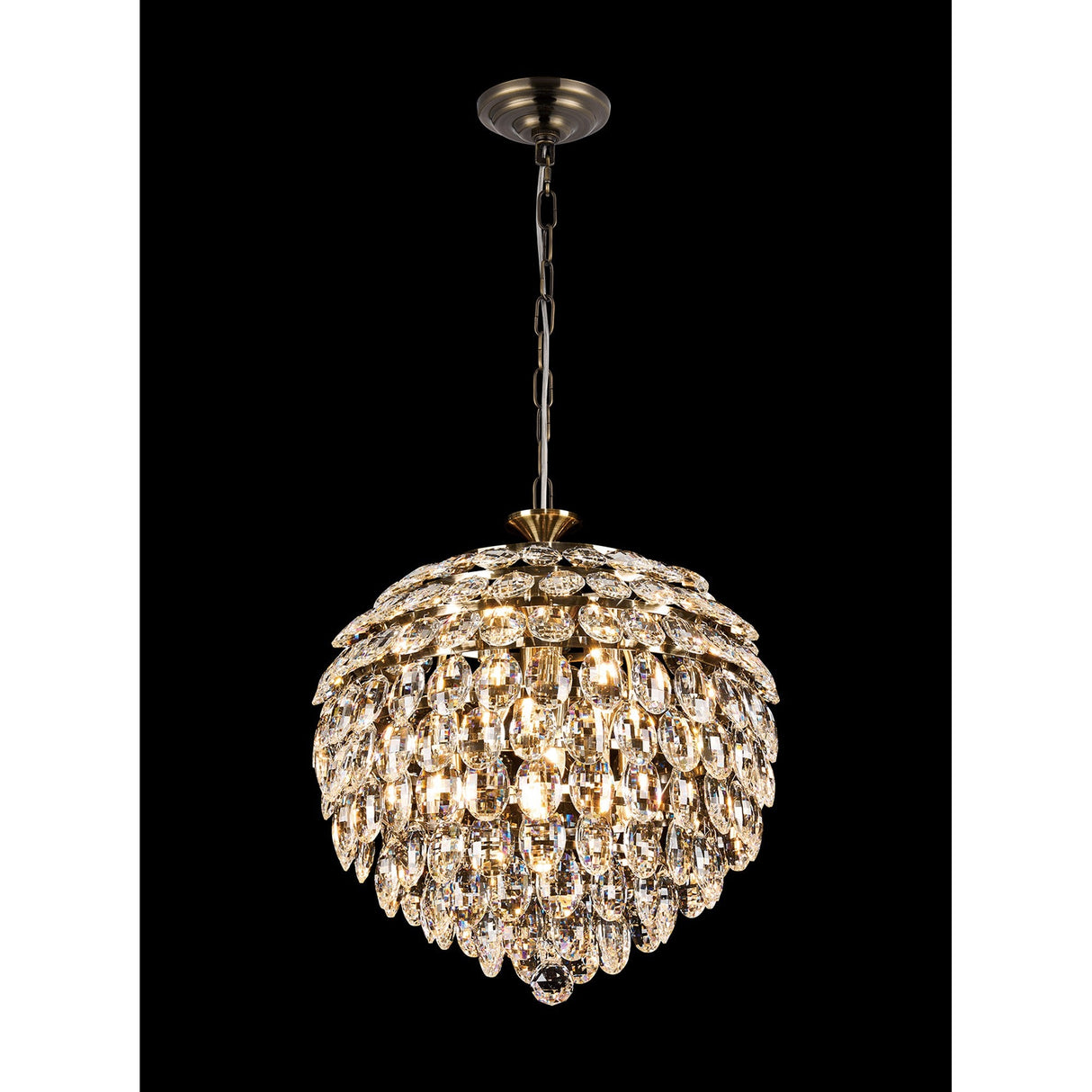 Coniston 6 Light Crystal Pendant Light – Antique Brass