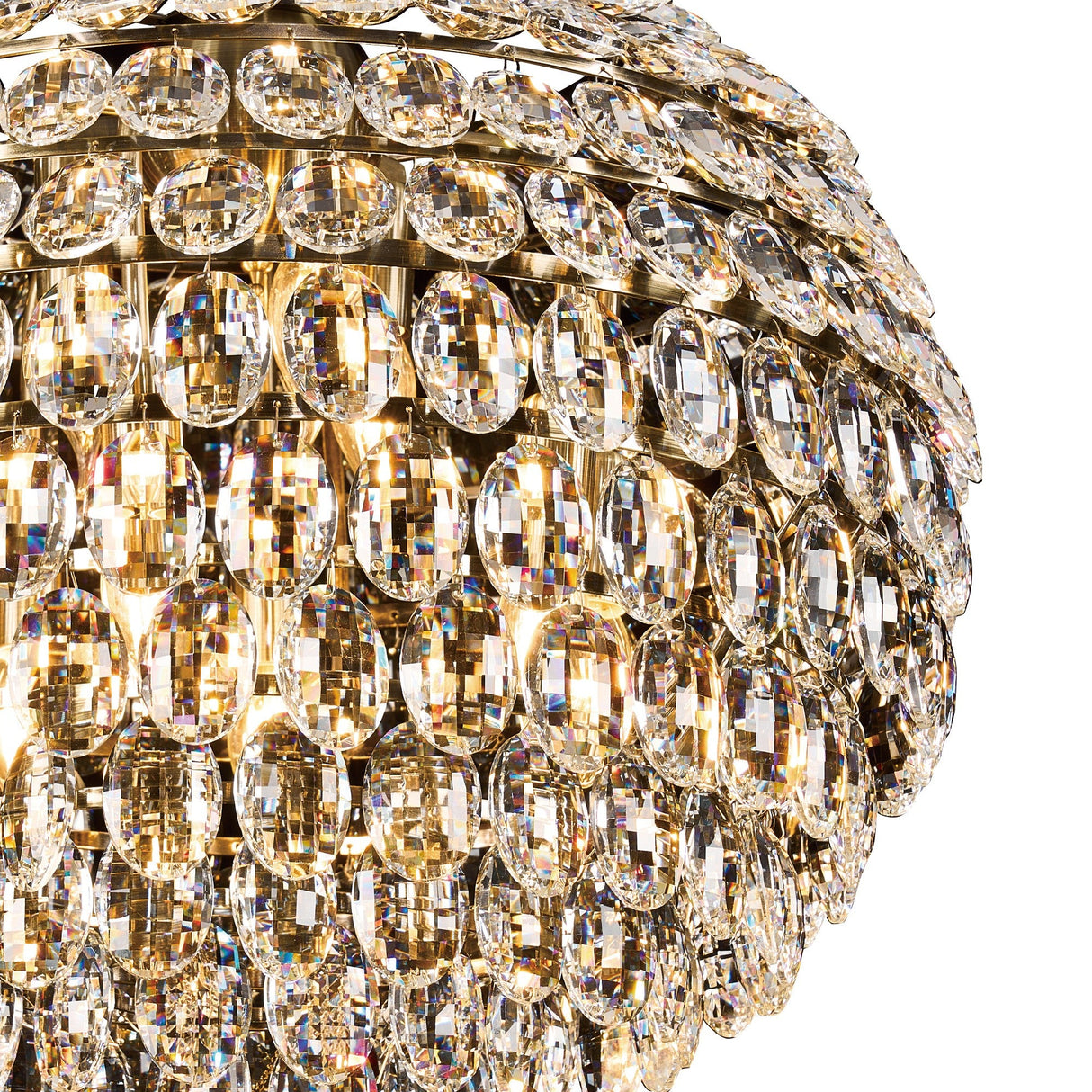 Coniston 54cm 9 Light Crystal Chandelier - Antique Brass