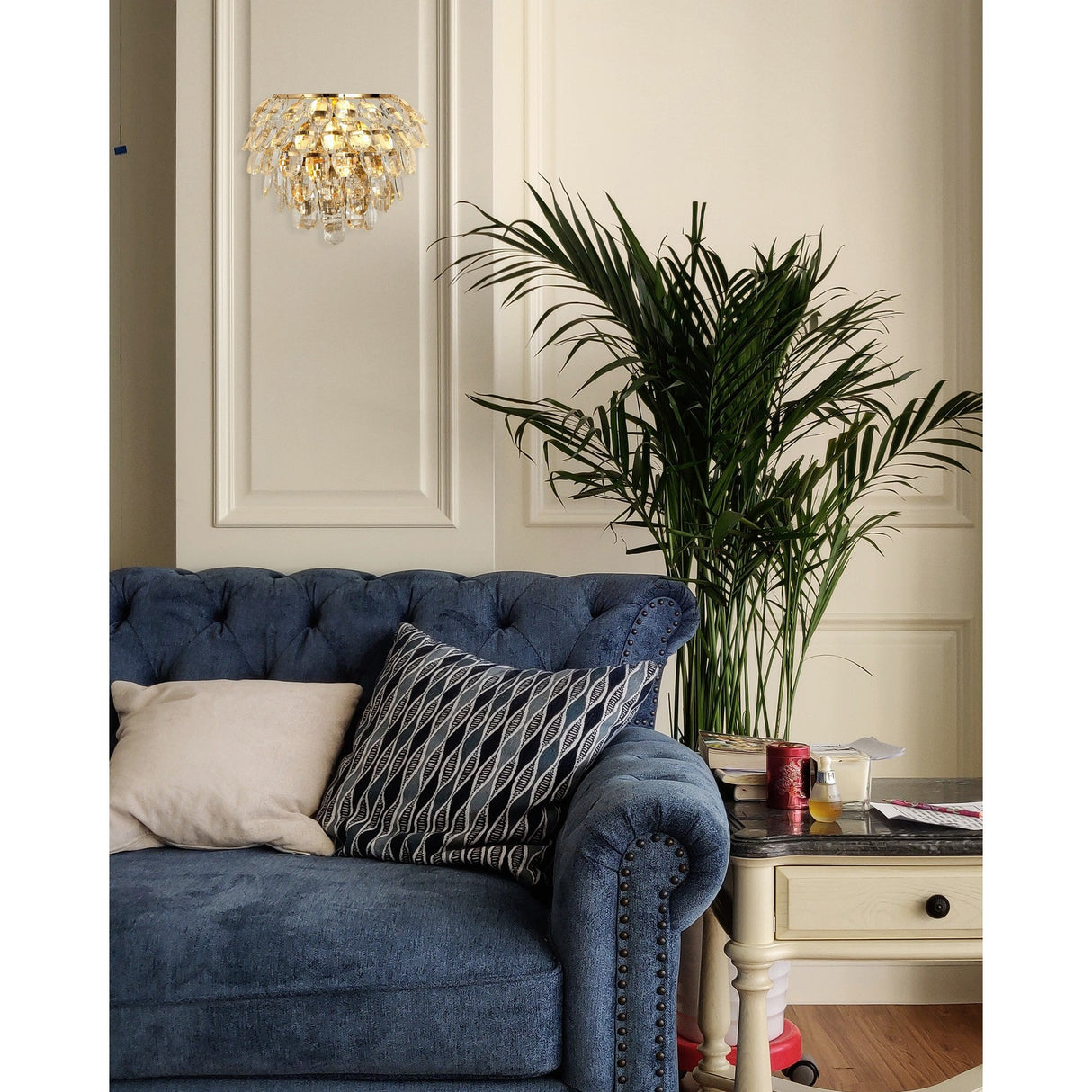 Coniston 1 Light Crystal Wall Light – French Gold