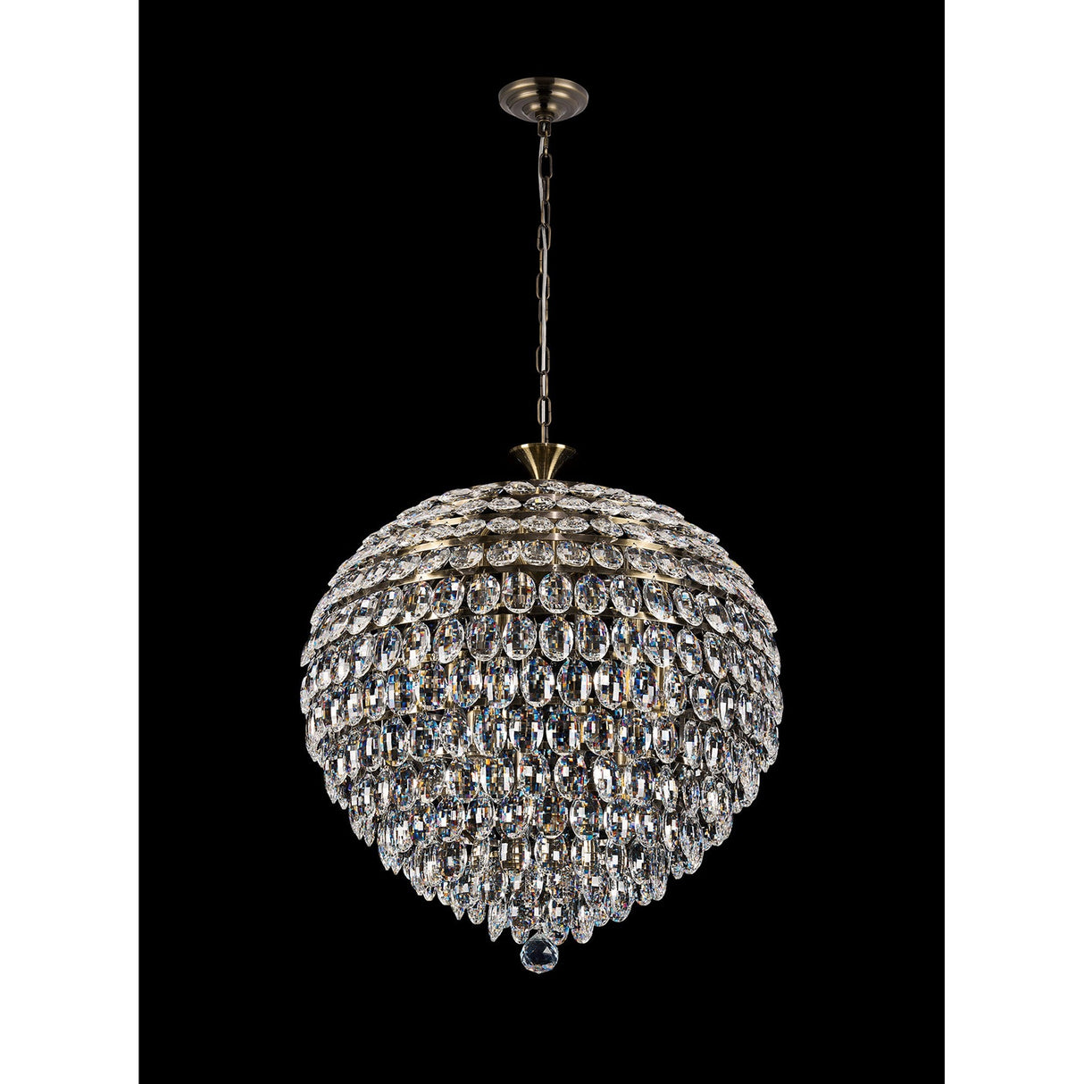 Coniston 12 Light Crystal Pendant Light – Antique Brass