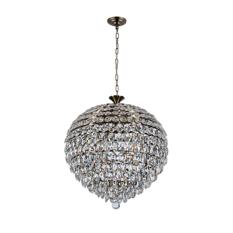 Coniston 12 Light Crystal Pendant Light – Antique Brass