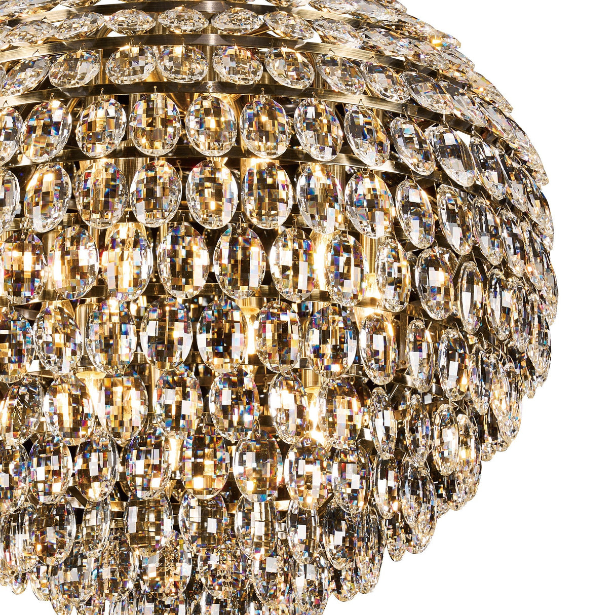 Coniston 12 Light Crystal Pendant Light – Antique Brass