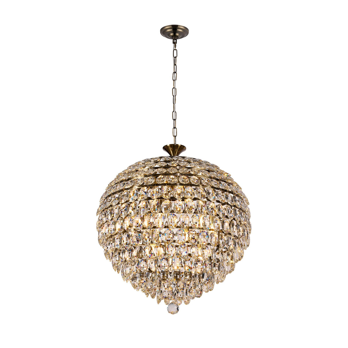 Coniston 12 Light Crystal Pendant Light – Antique Brass