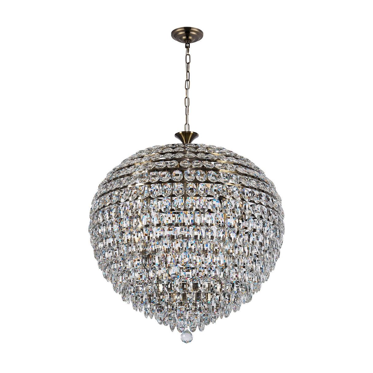 Coniston 80cm 16 Light Crystal Chandelier - Antique Brass