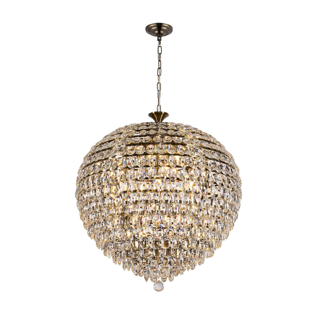 Coniston 80cm 16 Light Crystal Chandelier - Antique Brass