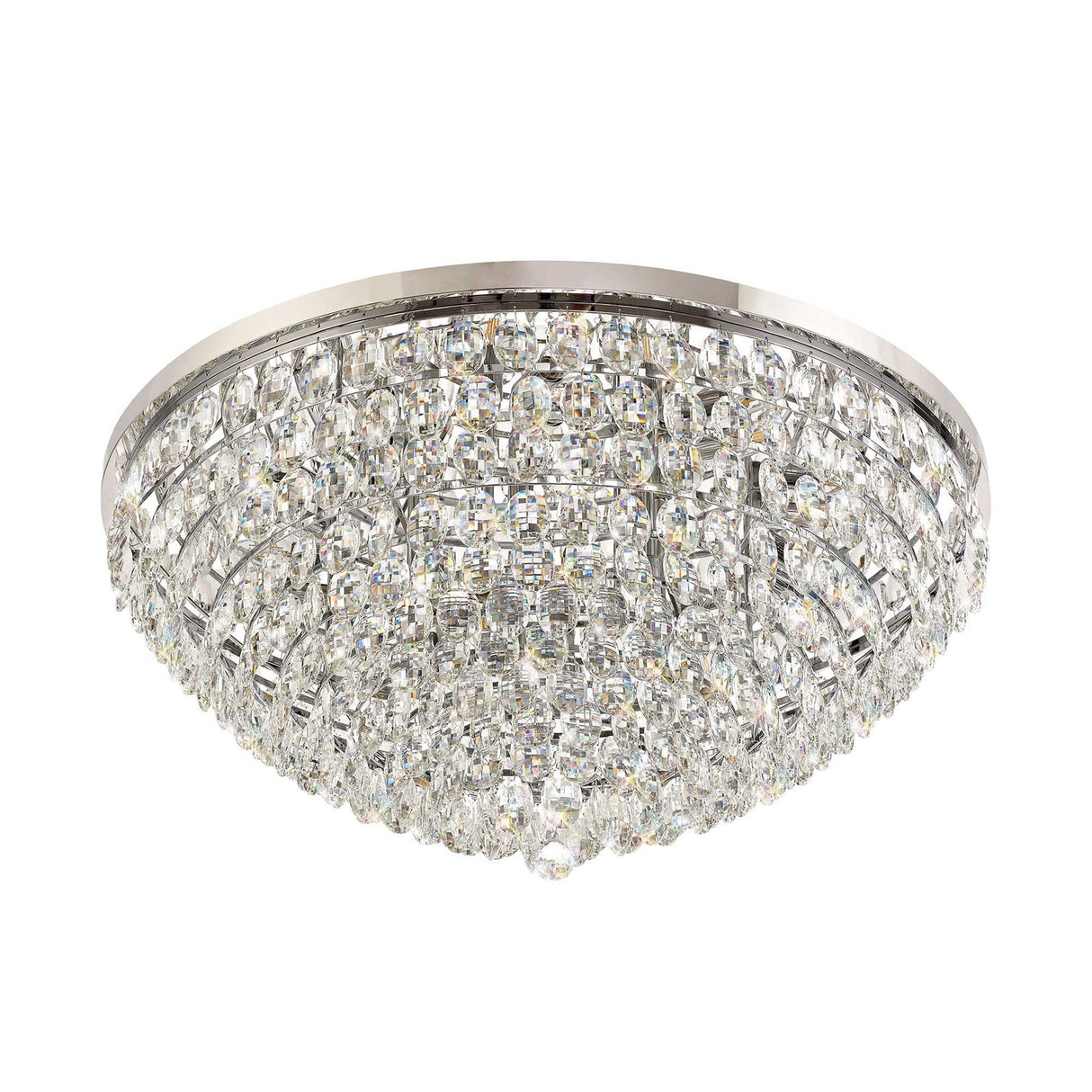 Coniston 6 Light Crystal Flush Ceiling Light - Polished Chrome