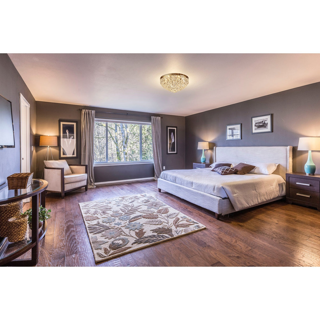 Coniston 6 Light Crystal Flush Ceiling Light - Polished Chrome