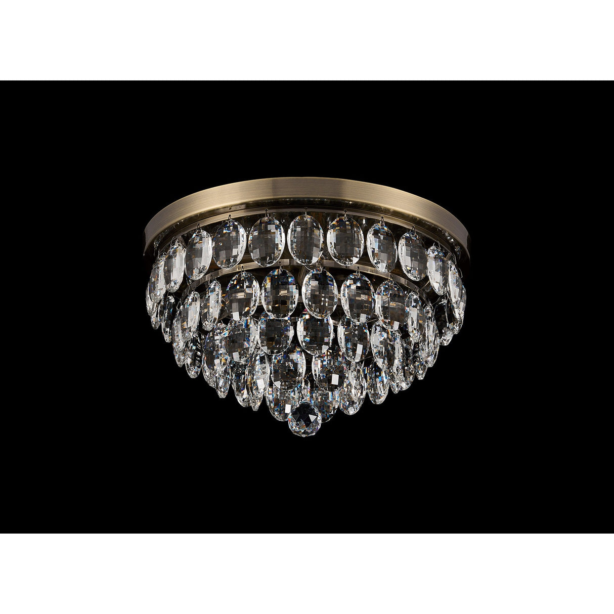Coniston 12 Light Crystal Flush Ceiling Light - Antique Brass