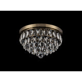 Coniston 12 Light Crystal Flush Ceiling Light - Antique Brass