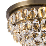 Coniston 12 Light Crystal Flush Ceiling Light - Antique Brass