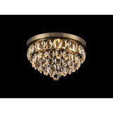Coniston 12 Light Crystal Flush Ceiling Light - Antique Brass