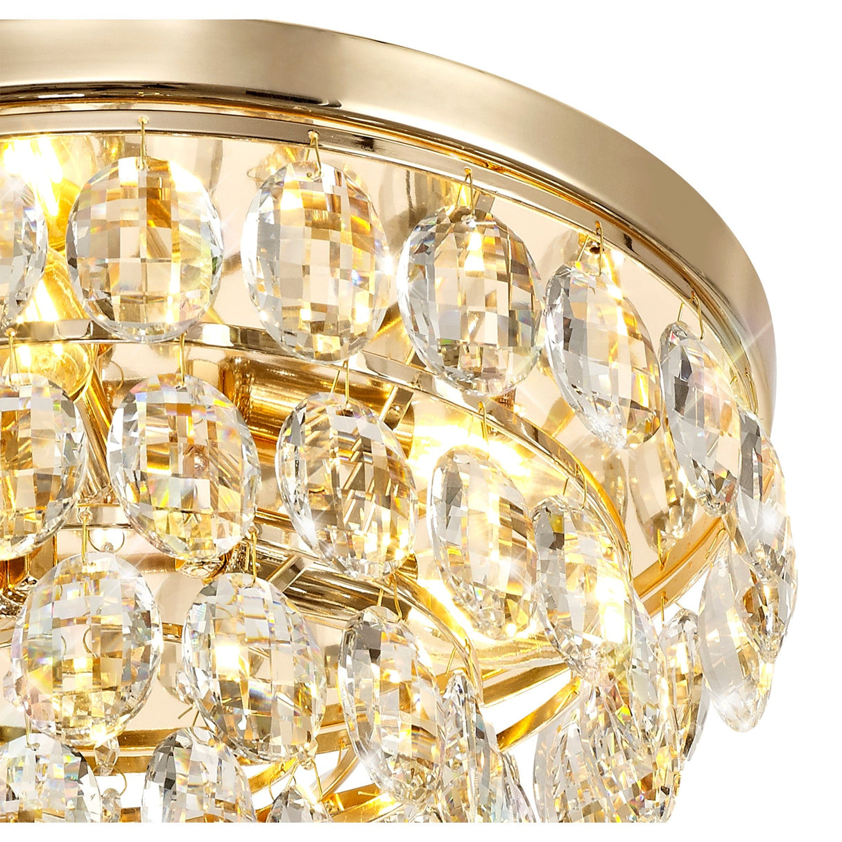 Coniston 12 Light Crystal Flush Ceiling Light - French Gold