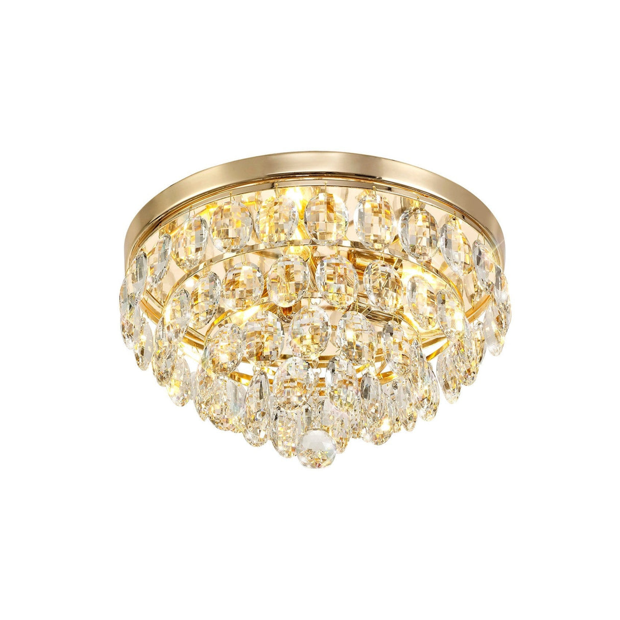 Coniston 12 Light Crystal Flush Ceiling Light - French Gold