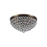 Coniston 15 Light Crystal Flush Ceiling Light - Antique Brass