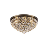 Coniston 15 Light Crystal Flush Ceiling Light - Antique Brass