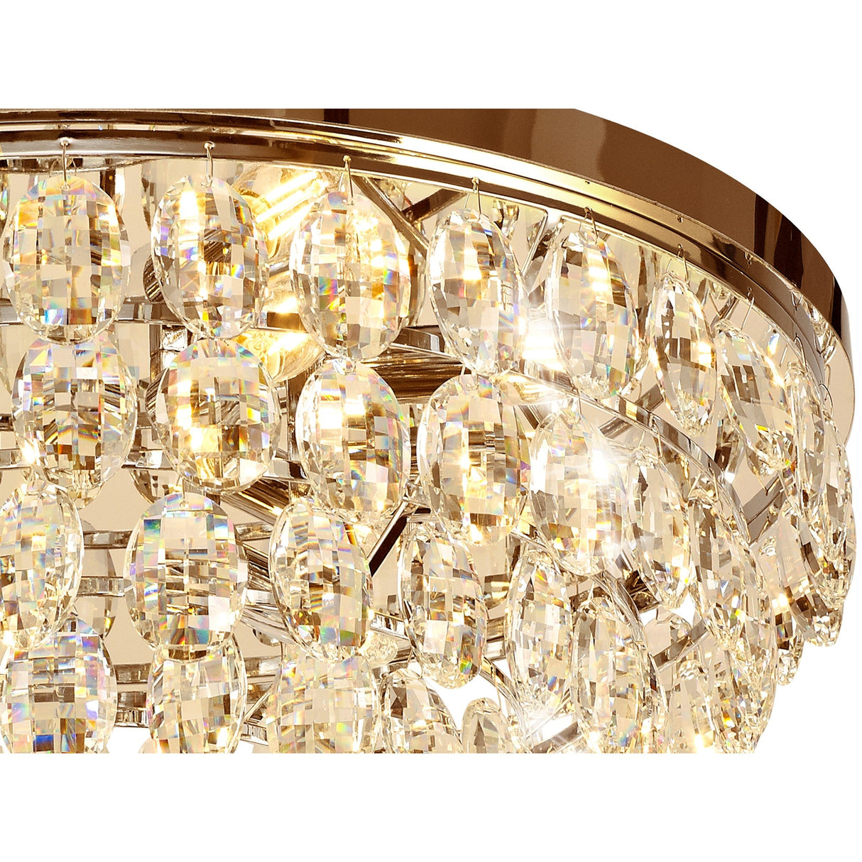 Coniston 15 Light Crystal Flush Ceiling Light - French Gold