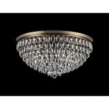 Coniston 3 Light Crystal Flush Ceiling Light - Antique Brass
