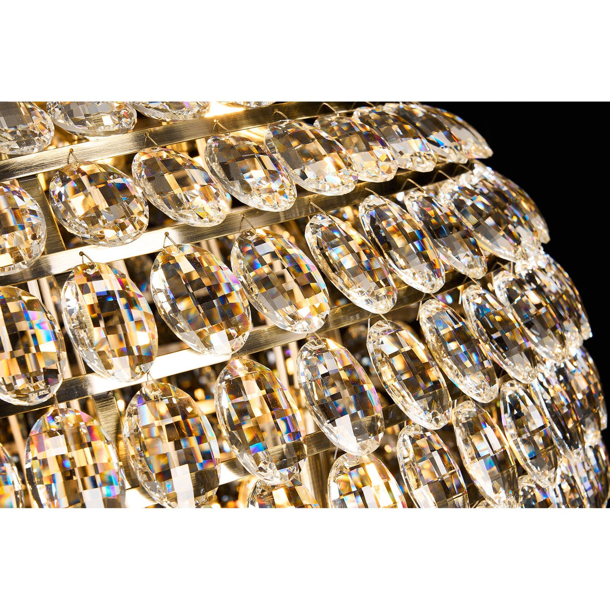 Coniston 3 Light Crystal Flush Ceiling Light - Antique Brass