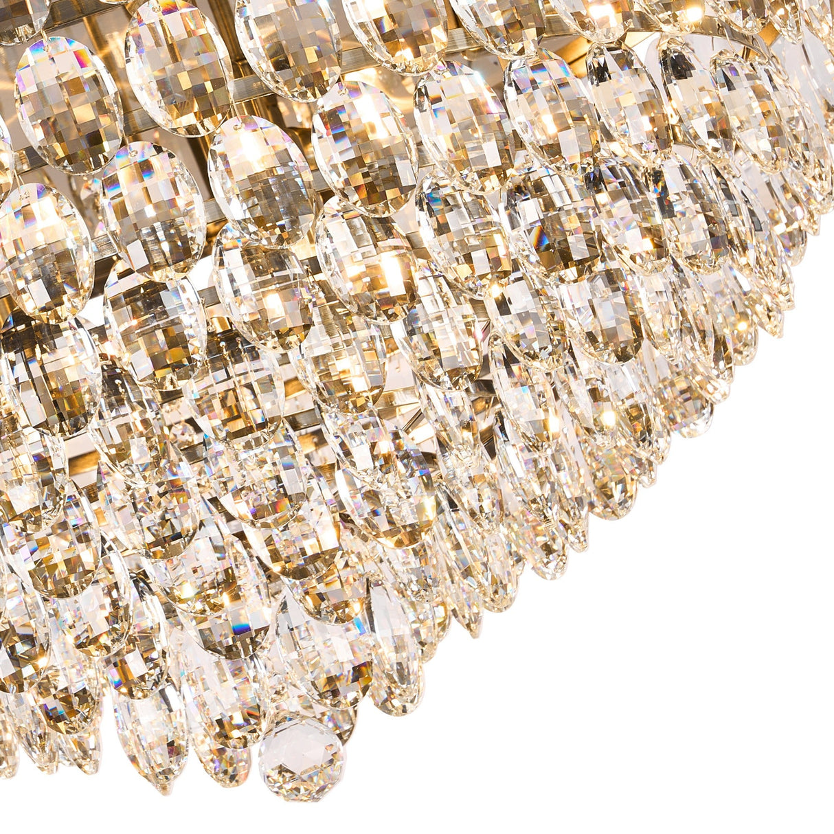 Coniston 3 Light Crystal Flush Ceiling Light - Antique Brass