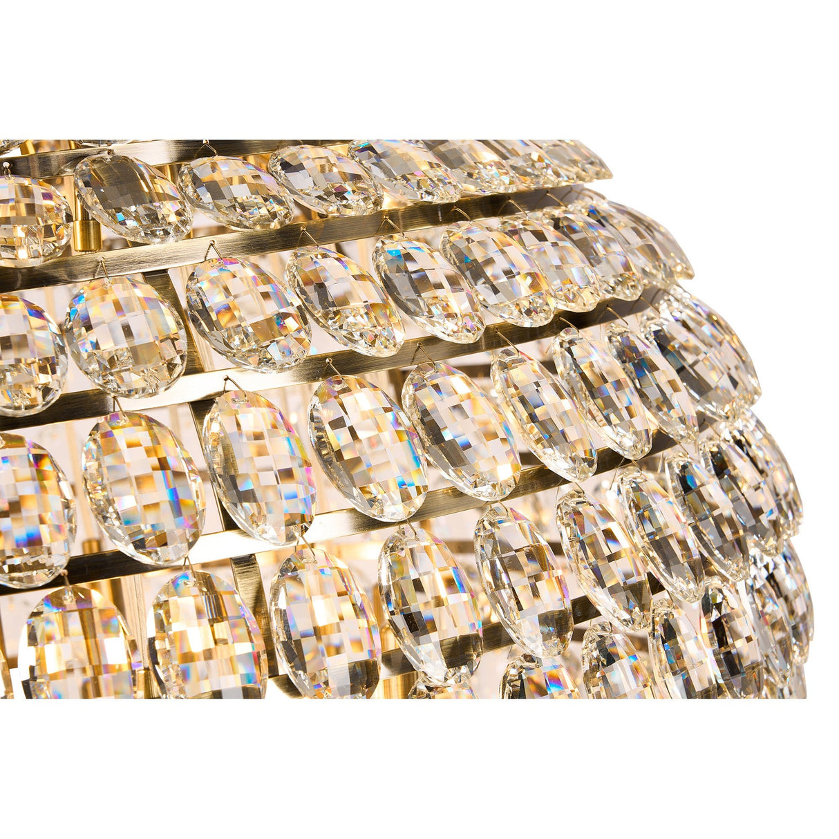 Coniston 3 Light Crystal Flush Ceiling Light - Antique Brass