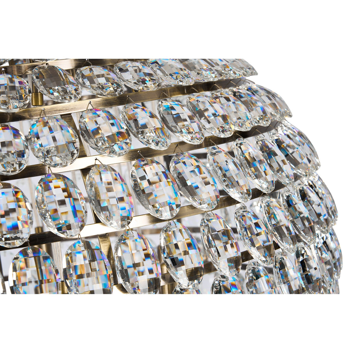 Coniston 3 Light Crystal Flush Ceiling Light - Antique Brass