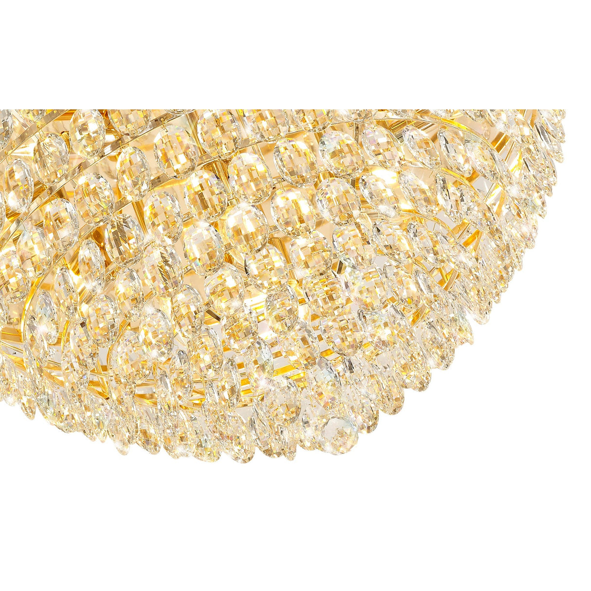 Coniston 3 Light Crystal Flush Ceiling Light - French Gold