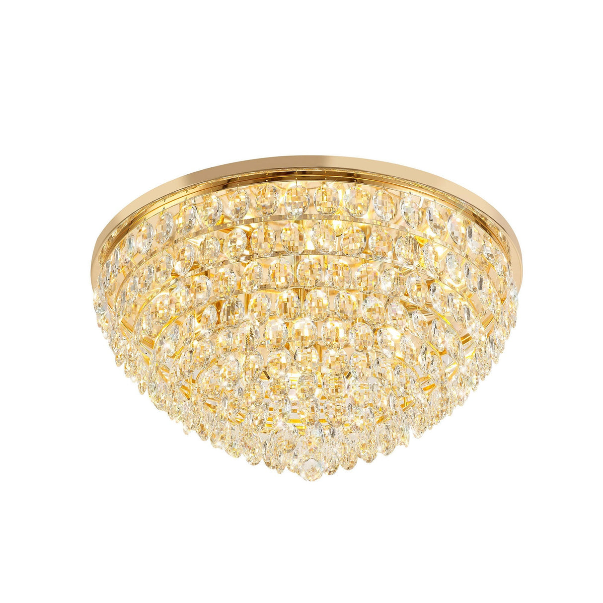 Coniston 3 Light Crystal Flush Ceiling Light - French Gold