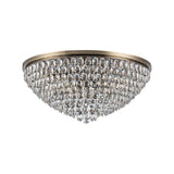 Coniston 6 Light Crystal Flush Ceiling Light - Antique Brass