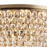 Coniston 6 Light Crystal Flush Ceiling Light - Antique Brass