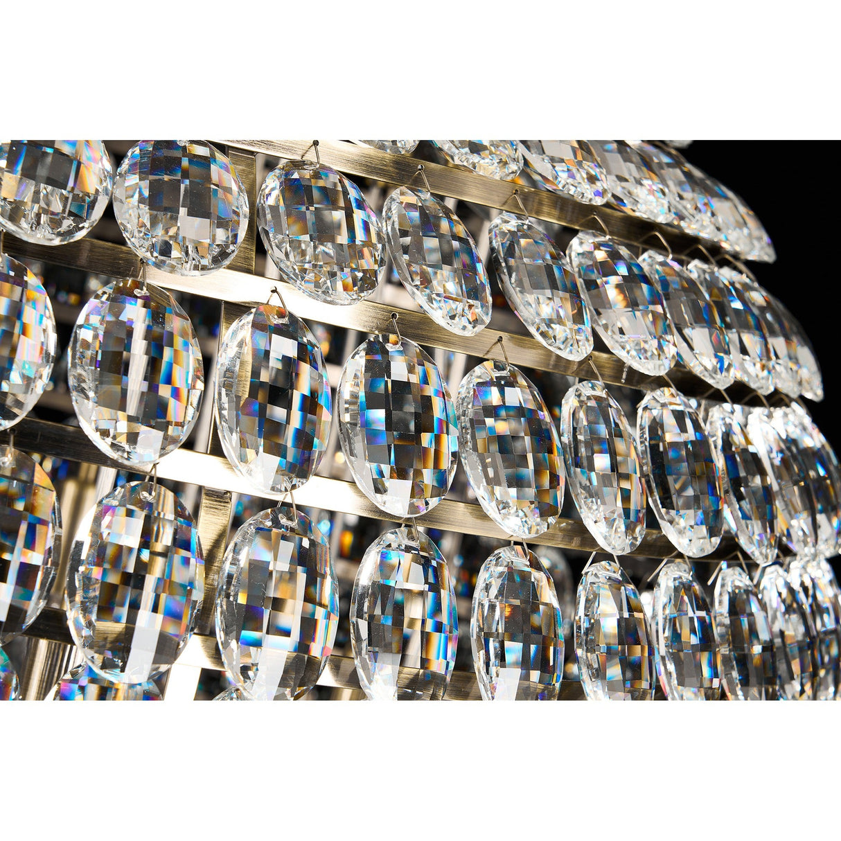 Coniston 6 Light Crystal Flush Ceiling Light - Antique Brass