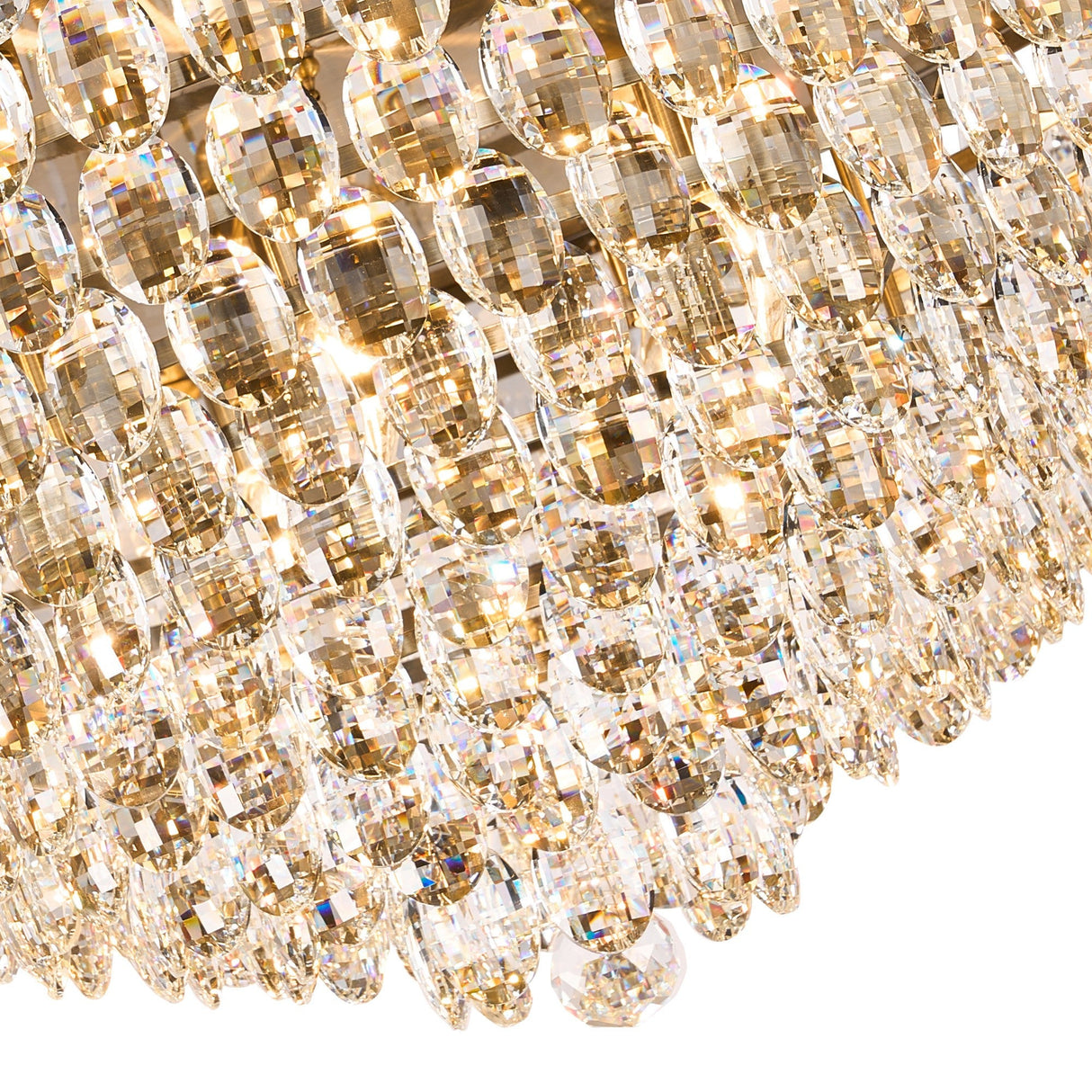 Coniston 6 Light Crystal Flush Ceiling Light - Antique Brass