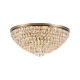 Coniston 6 Light Crystal Flush Ceiling Light - Antique Brass