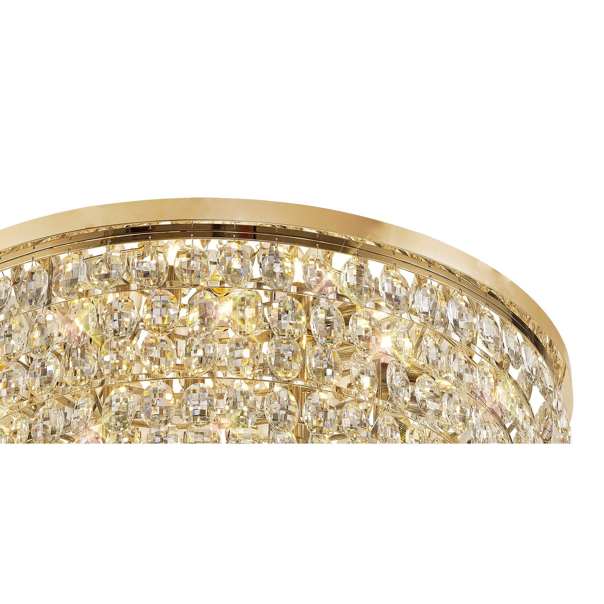 Coniston 6 Light Crystal Flush Ceiling Light - French Gold