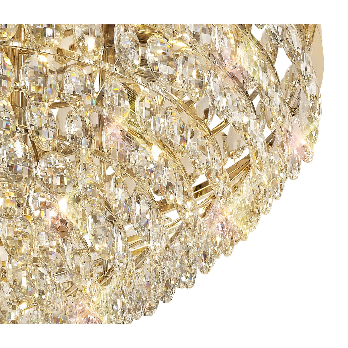 Coniston 6 Light Crystal Flush Ceiling Light - French Gold