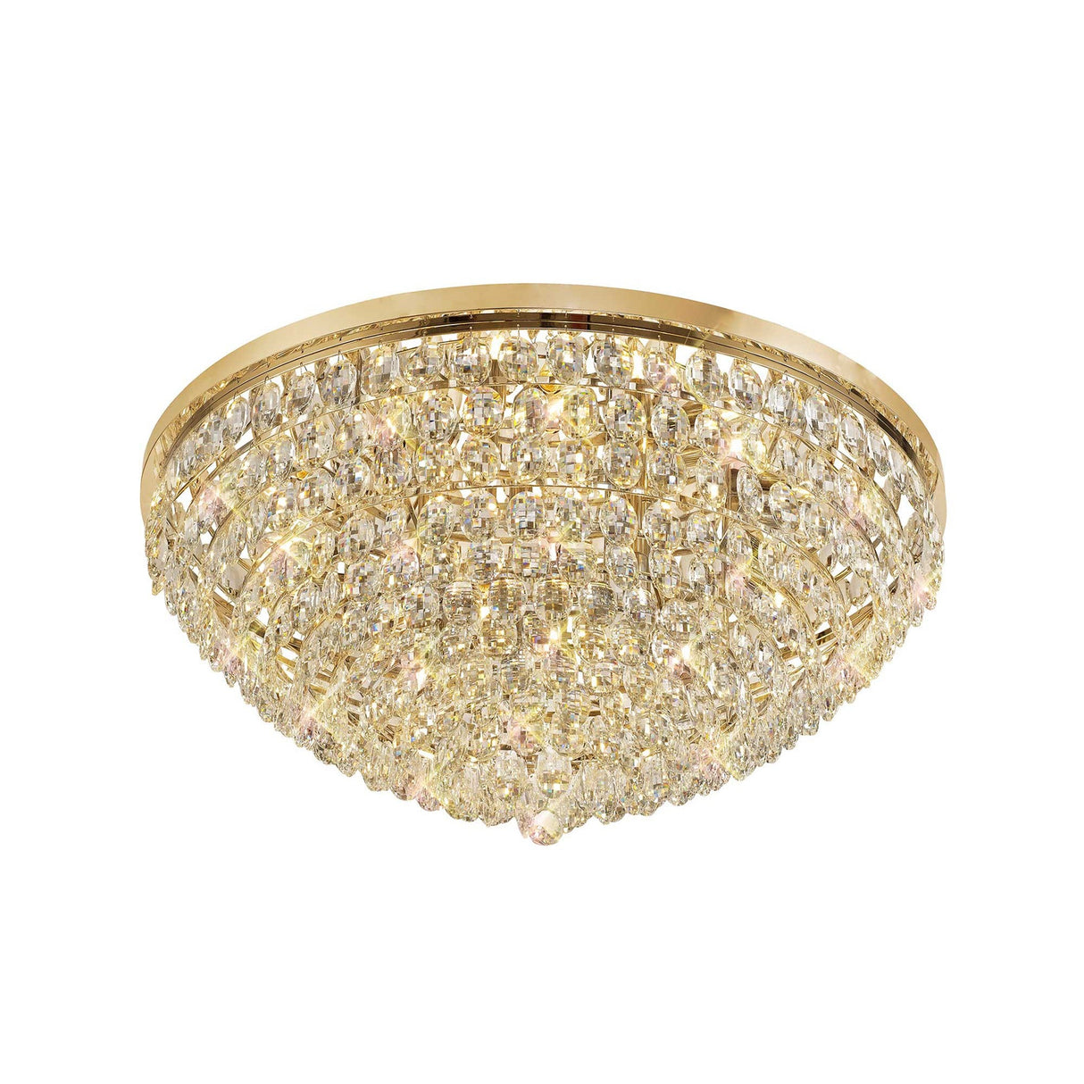 Coniston 6 Light Crystal Flush Ceiling Light - French Gold