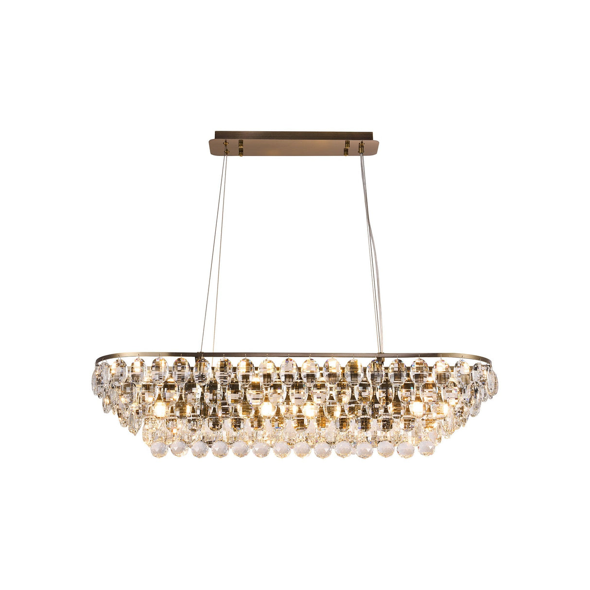 Coniston 8 Light Crystal Linear Suspension Light - Brass