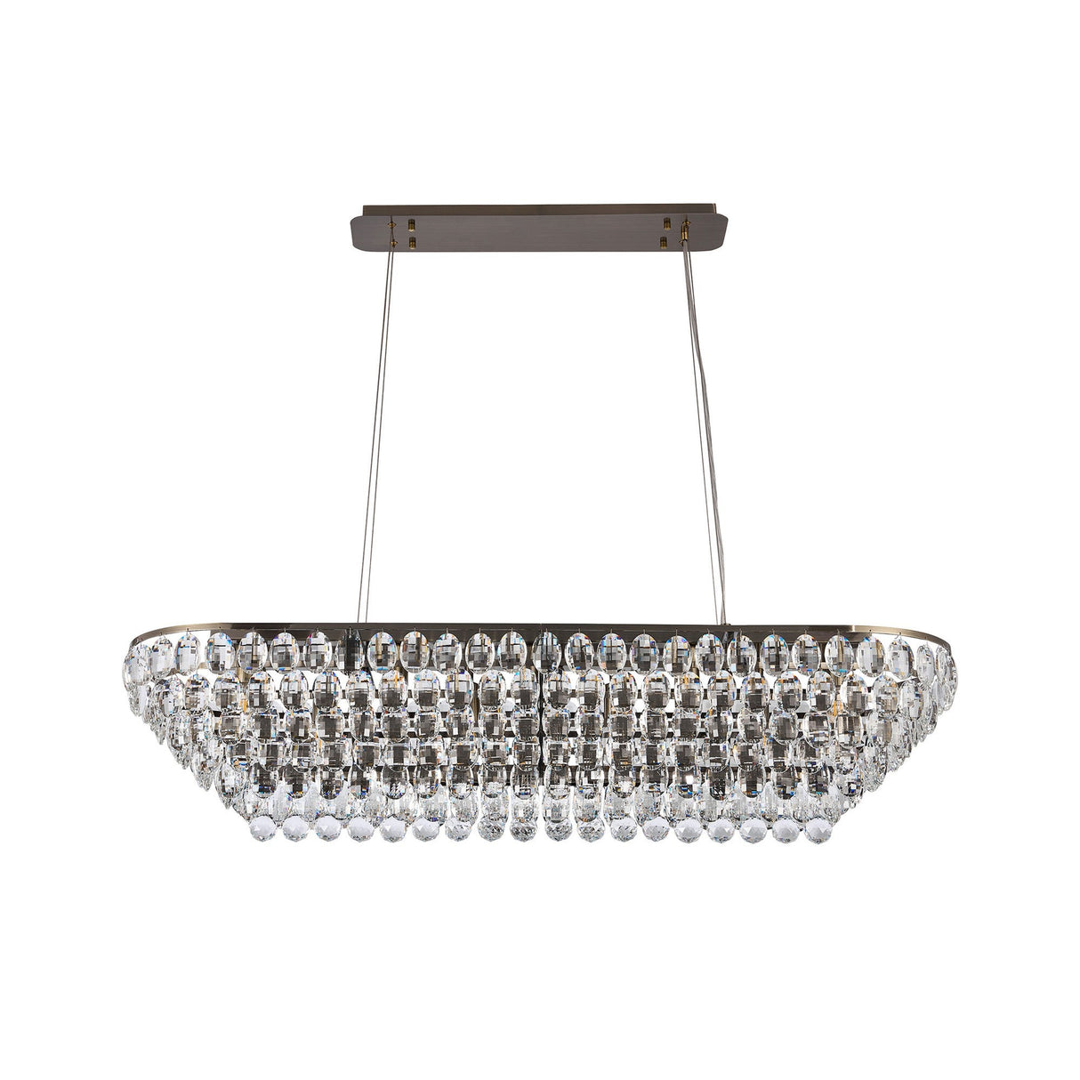 Coniston Liear 14 Light Crystal Linear Suspension Light - Antique Brass