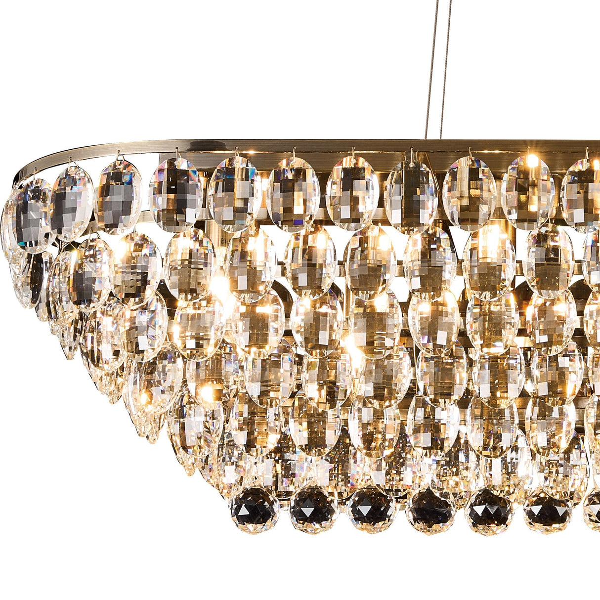 Coniston Liear 14 Light Crystal Linear Suspension Light - Antique Brass