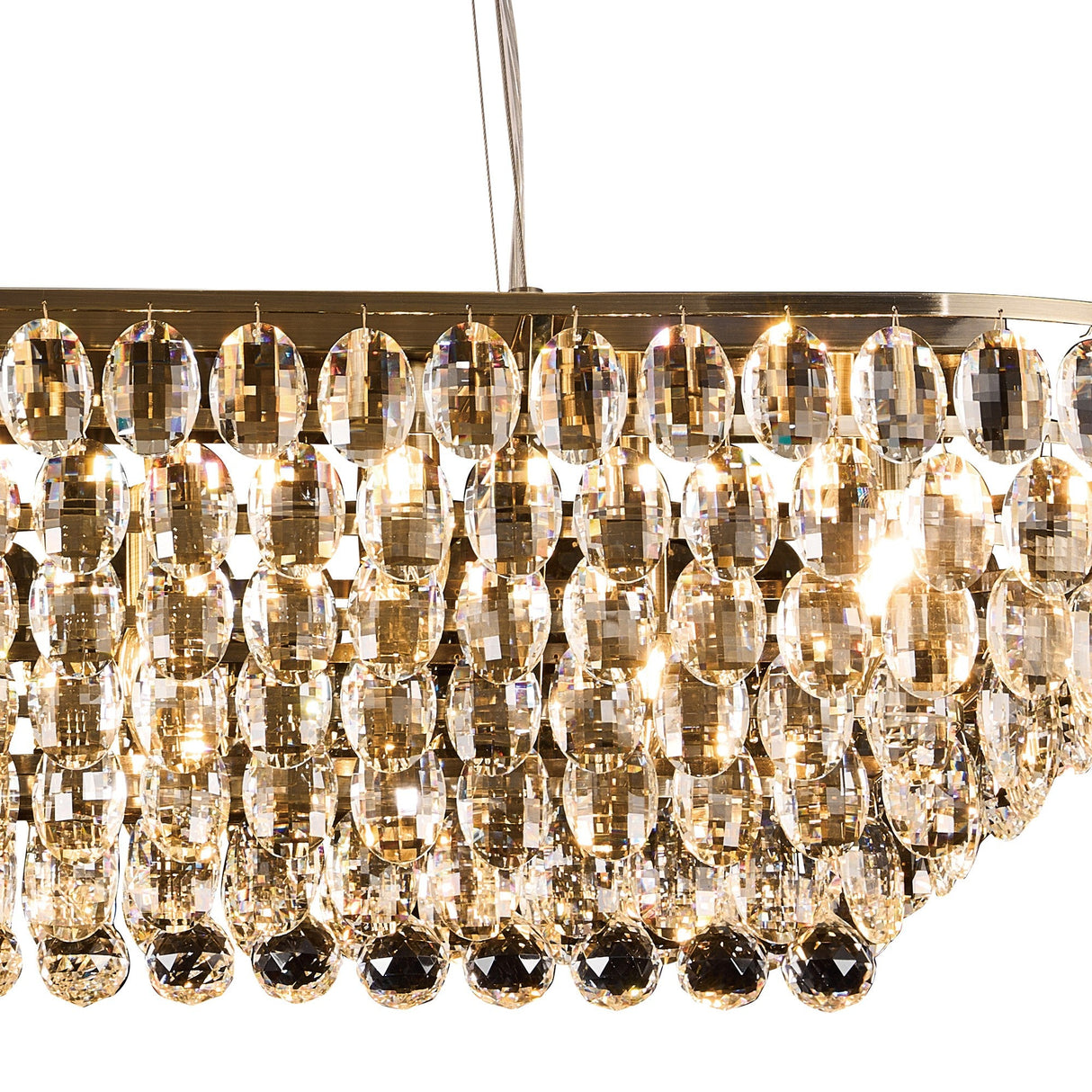 Coniston Liear 14 Light Crystal Linear Suspension Light - Antique Brass