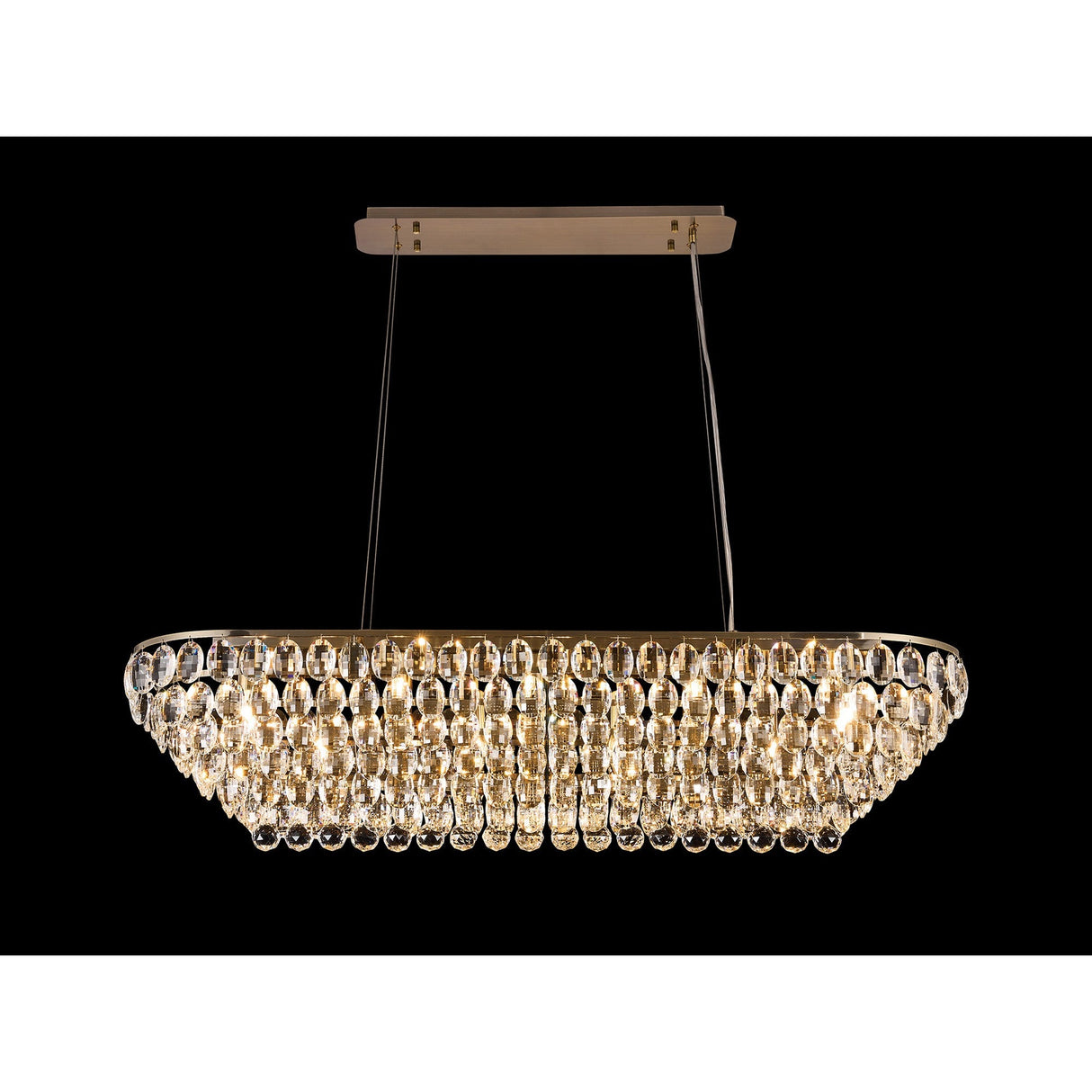Coniston Liear 14 Light Crystal Linear Suspension Light - Antique Brass