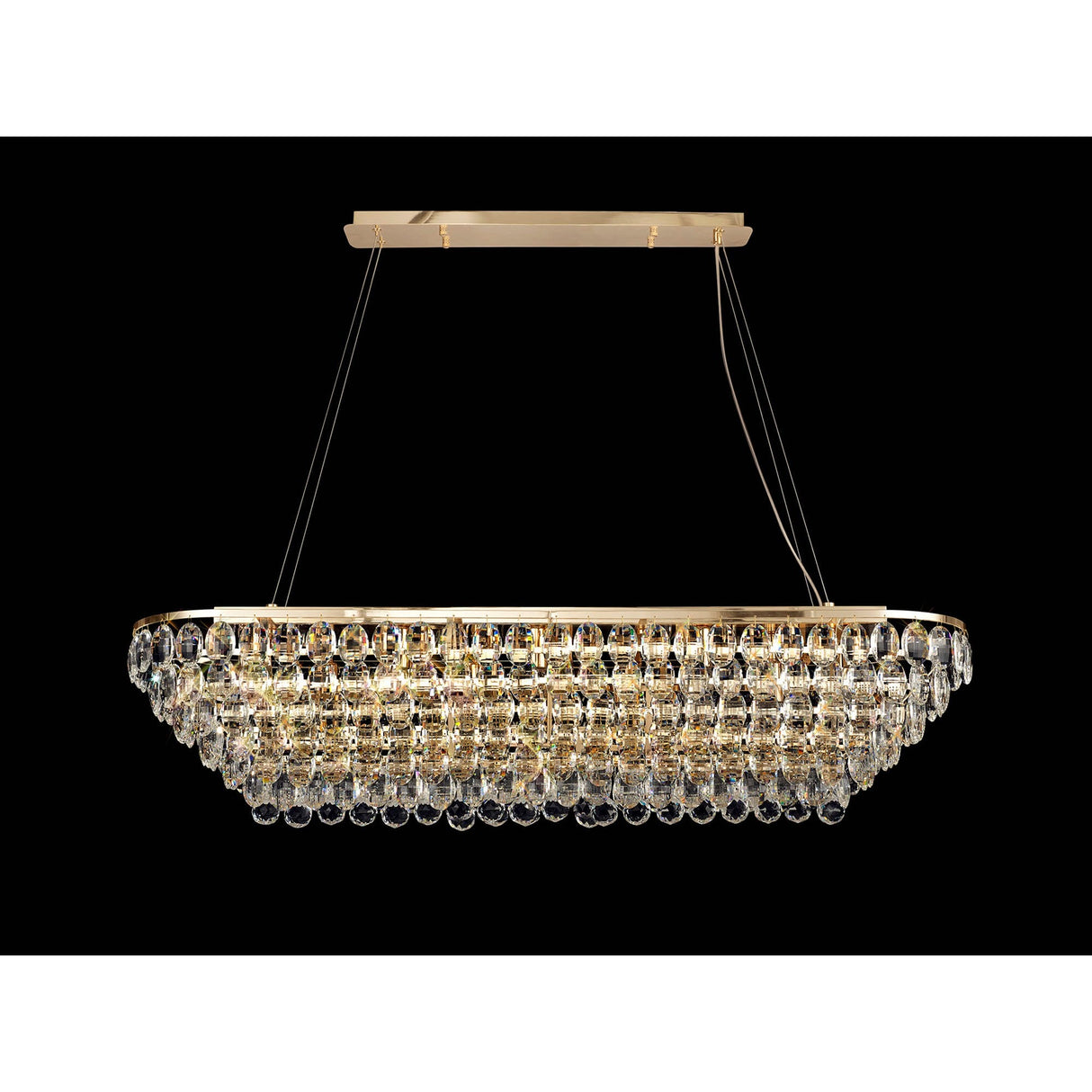 Coniston 14 Light Crystal Linear Suspension Light - French Gold