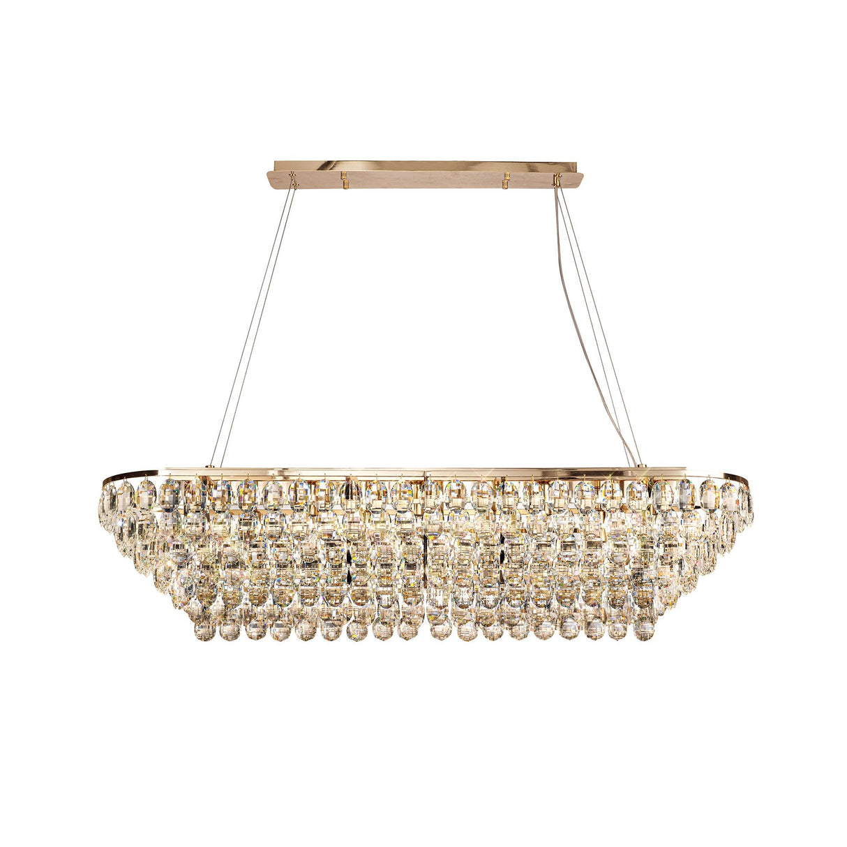 Coniston 14 Light Crystal Linear Suspension Light - French Gold