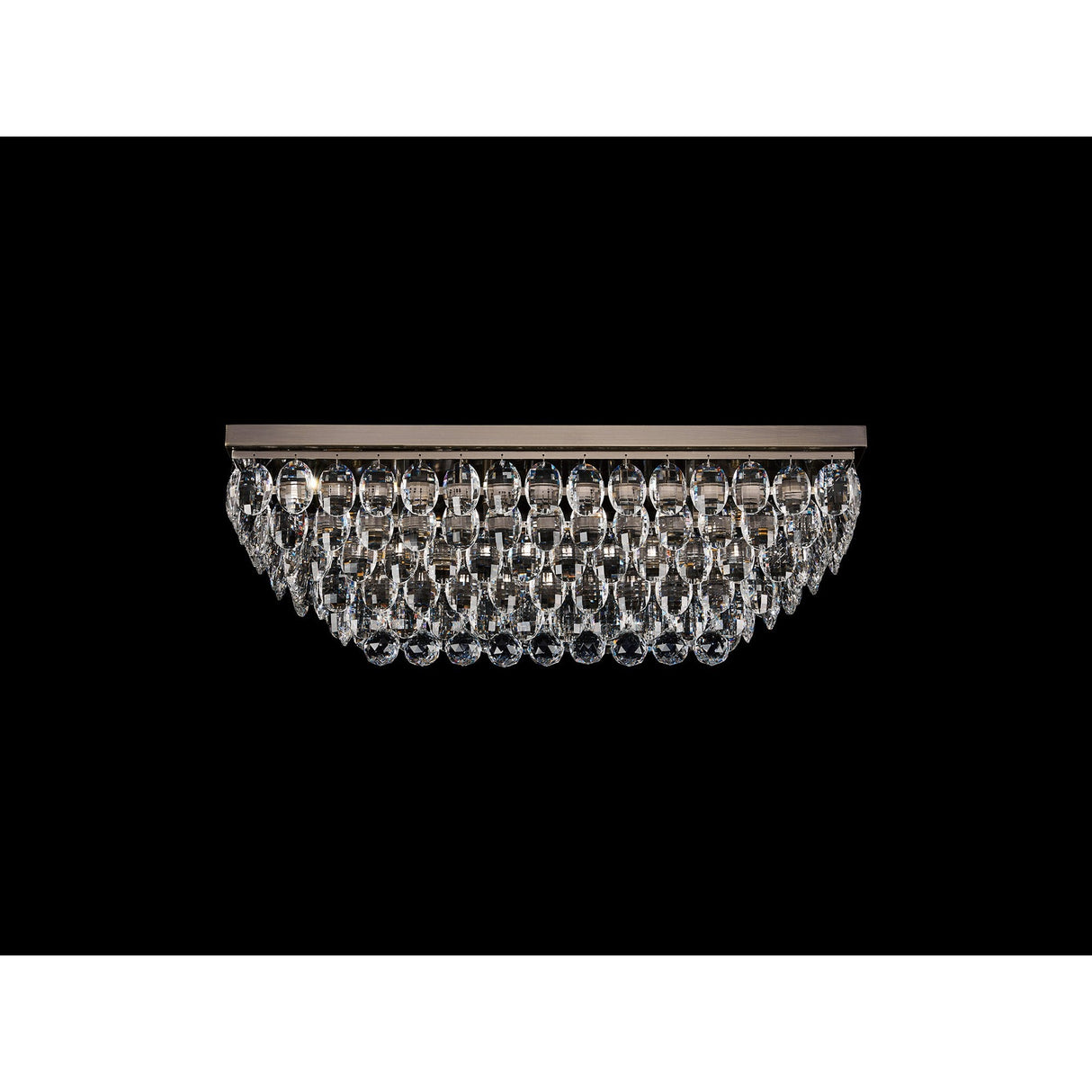 Coniston 11 Light Bar Crystal Flush Ceiling Light - Antique Brass