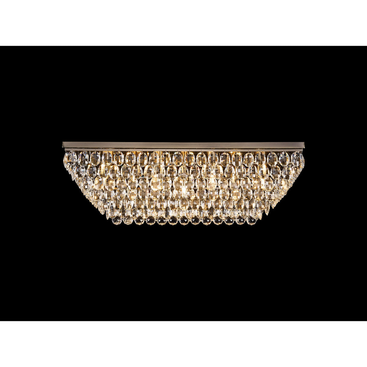 Coniston 5 Light Bar Crystal Flush Ceiling Light - Antique Brass