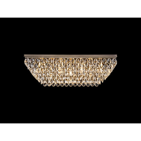 Coniston 5 Light Bar Crystal Flush Ceiling Light - Antique Brass