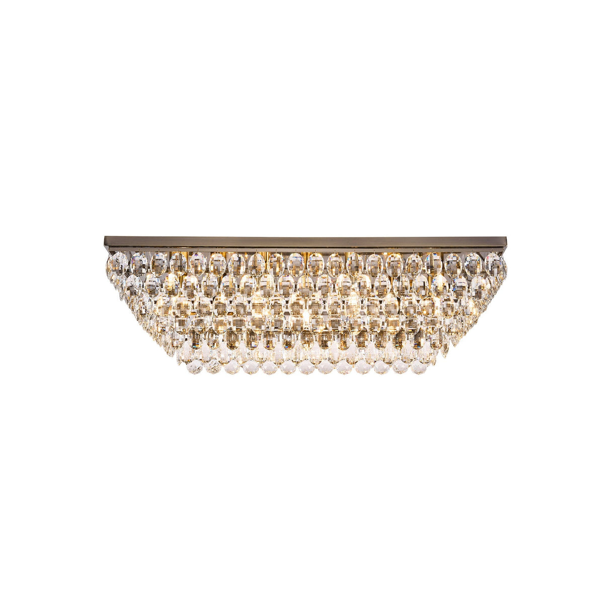 Coniston 5 Light Bar Crystal Flush Ceiling Light - Antique Brass